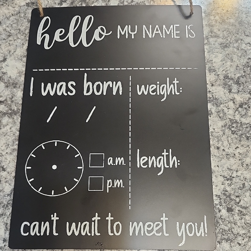 Black Baby Announcement Chalkboard